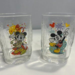 Mickey Mouse McDonalds 2000 Walt Disney World Celebration Glasses Set of 2!